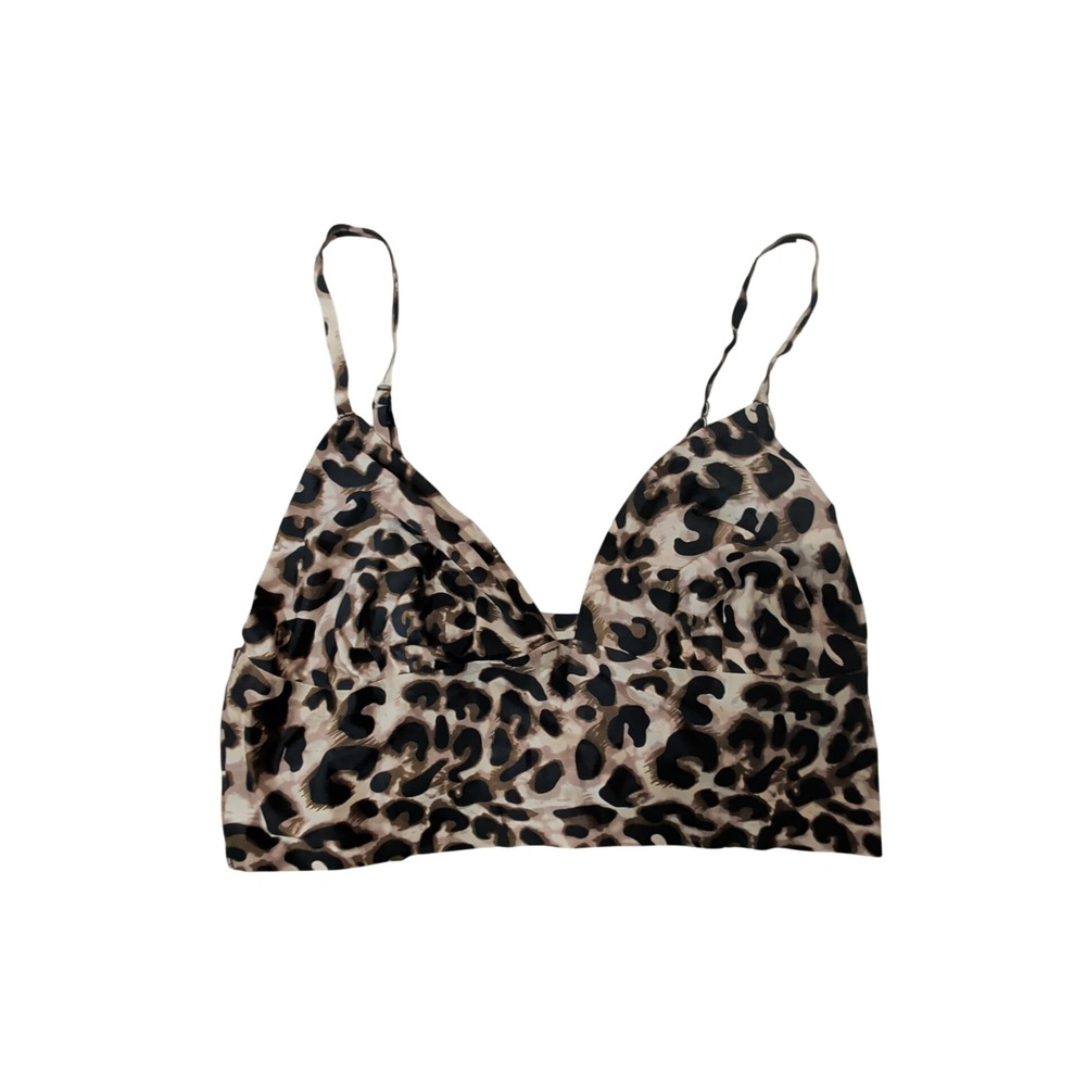 Mustard Seed Leopard Print Bralette Top Brown Tan Black Camisole Medium S16667